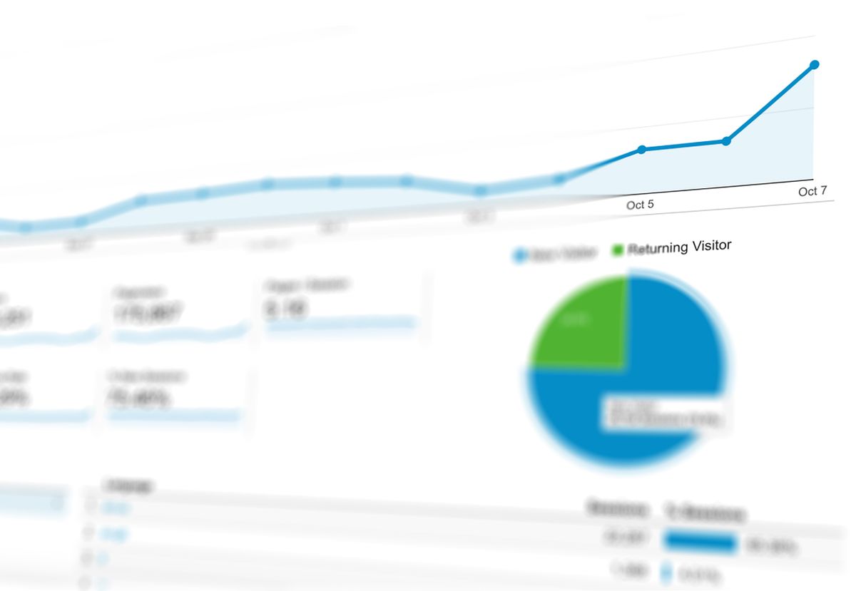 Analítica de tráfico web con la gráfica al alza